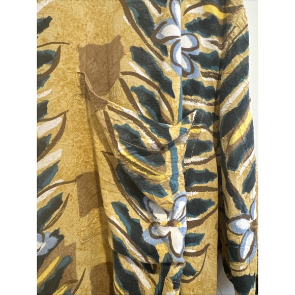 Jams World Hawaiian Shirt Mens XL Floral Yellow Rayon Comfort Tropical - Picture 2 of 9